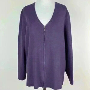 Lands end sweater size 1X 16-18 purple zip V-neck